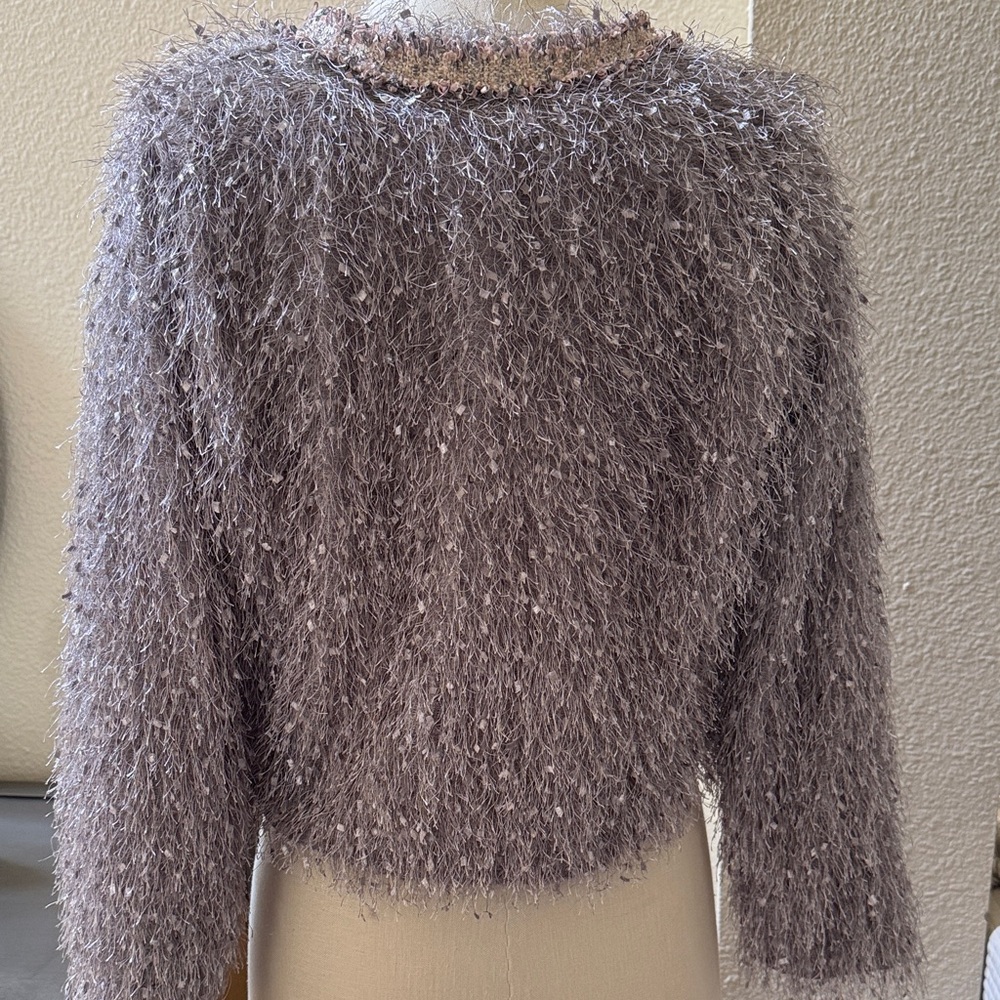 Stylist Fuzzy Cardigan in Gray - Picture 2 of 7
